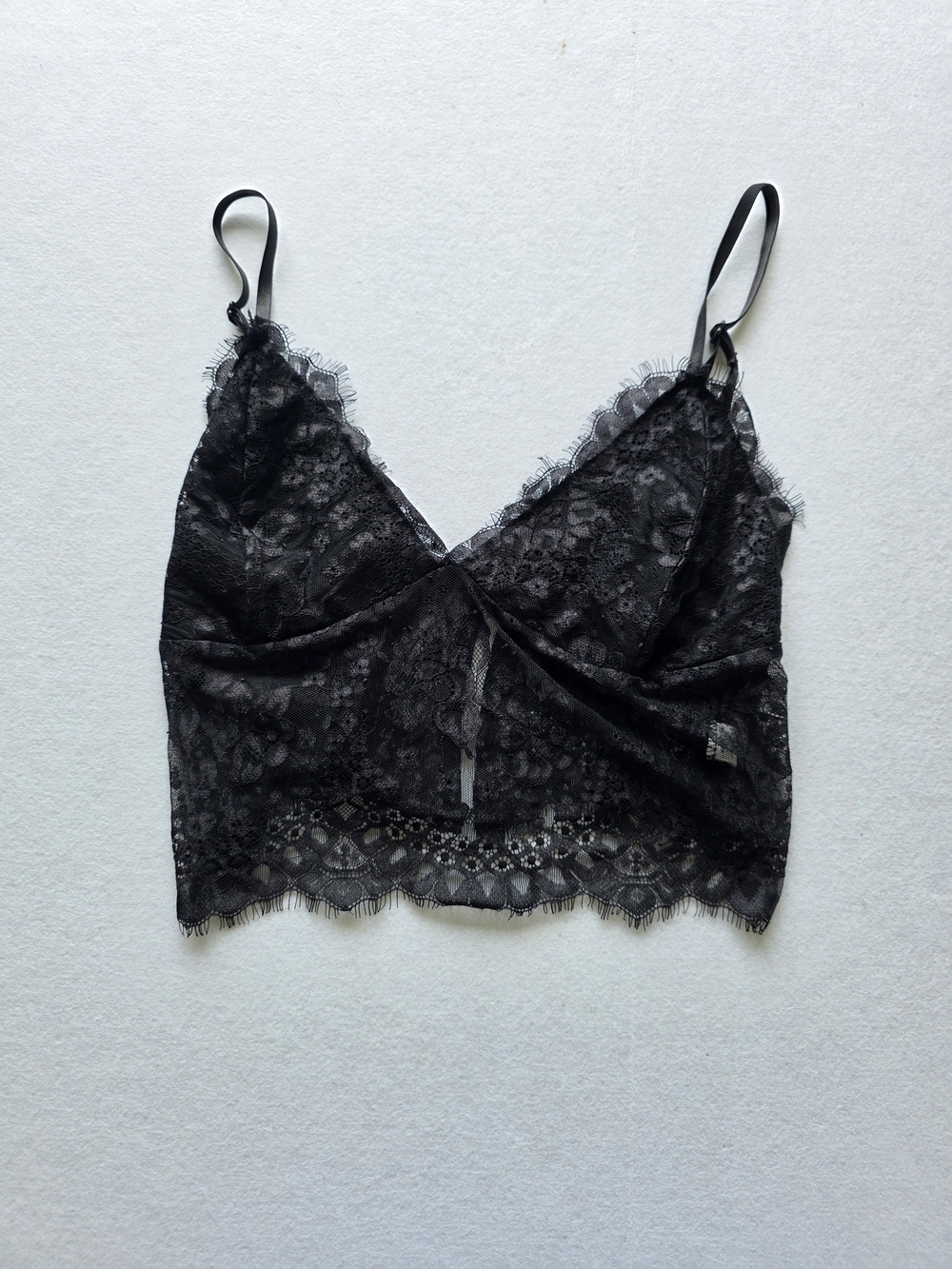 Fairycore Amazon Black Lace Camisole Crop Top